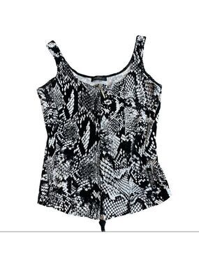 AIRFIELD Black white snakeskin print stretchy spandex bustier tank top Sz S
